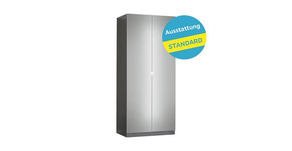 Drehtürenschrank Mit Spiegel 91cm Unit Anthrazit - Anthrazit, MODERN, Holzwerkstoff (91,1/210/58,3cm) - Ondega