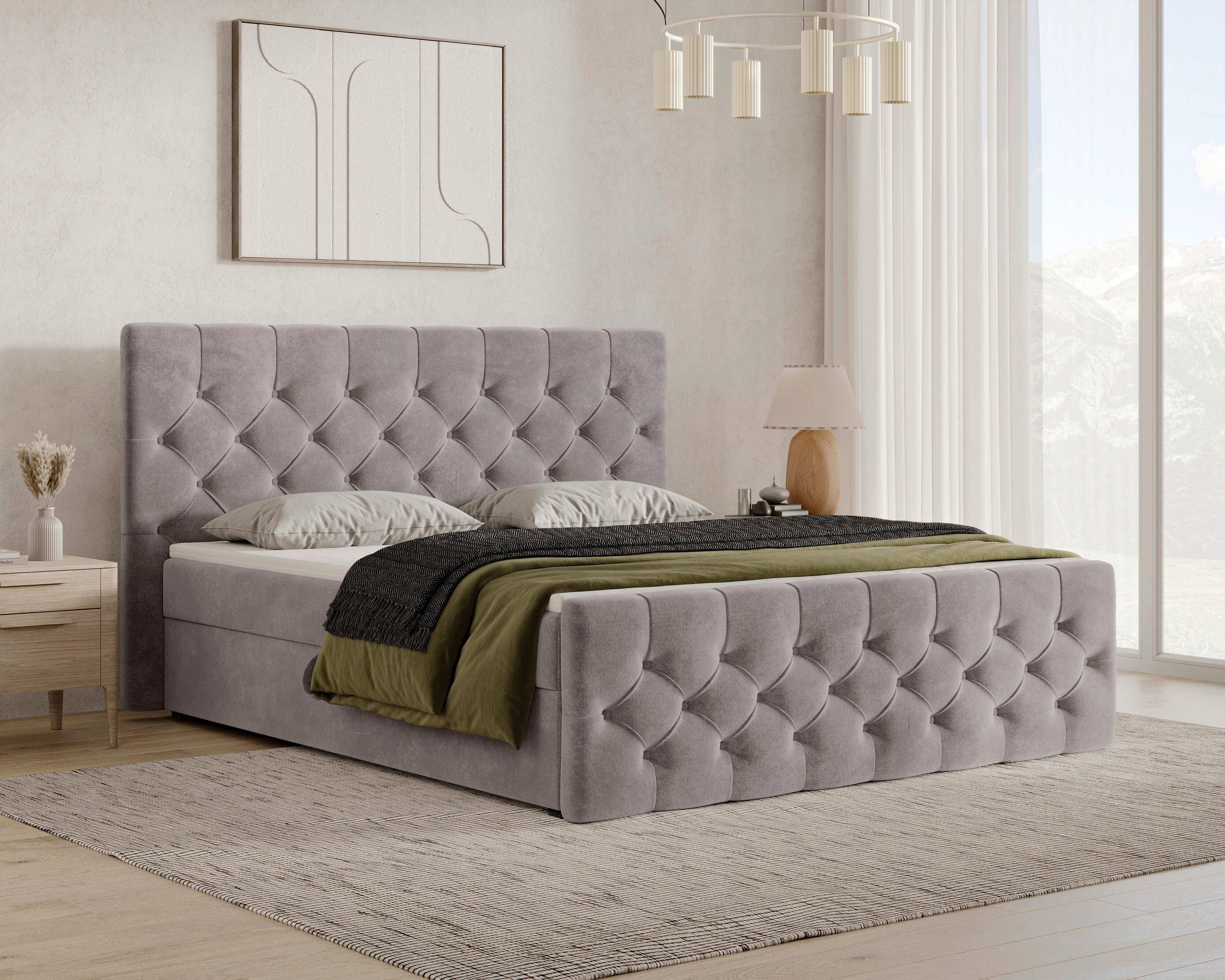BOXBETT Karo Taupe 140x200cm - Taupe/Schwarz, MODERN, Holz/Kunststoff (140/200cm) - MID.YOU