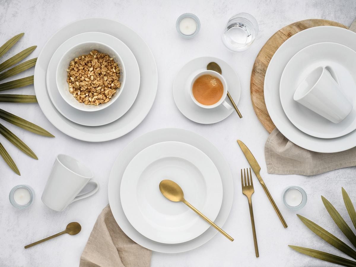 Kombiservice Porzellan, Weiß, 42-Teilig - Weiß, Basics, Keramik - Creatable