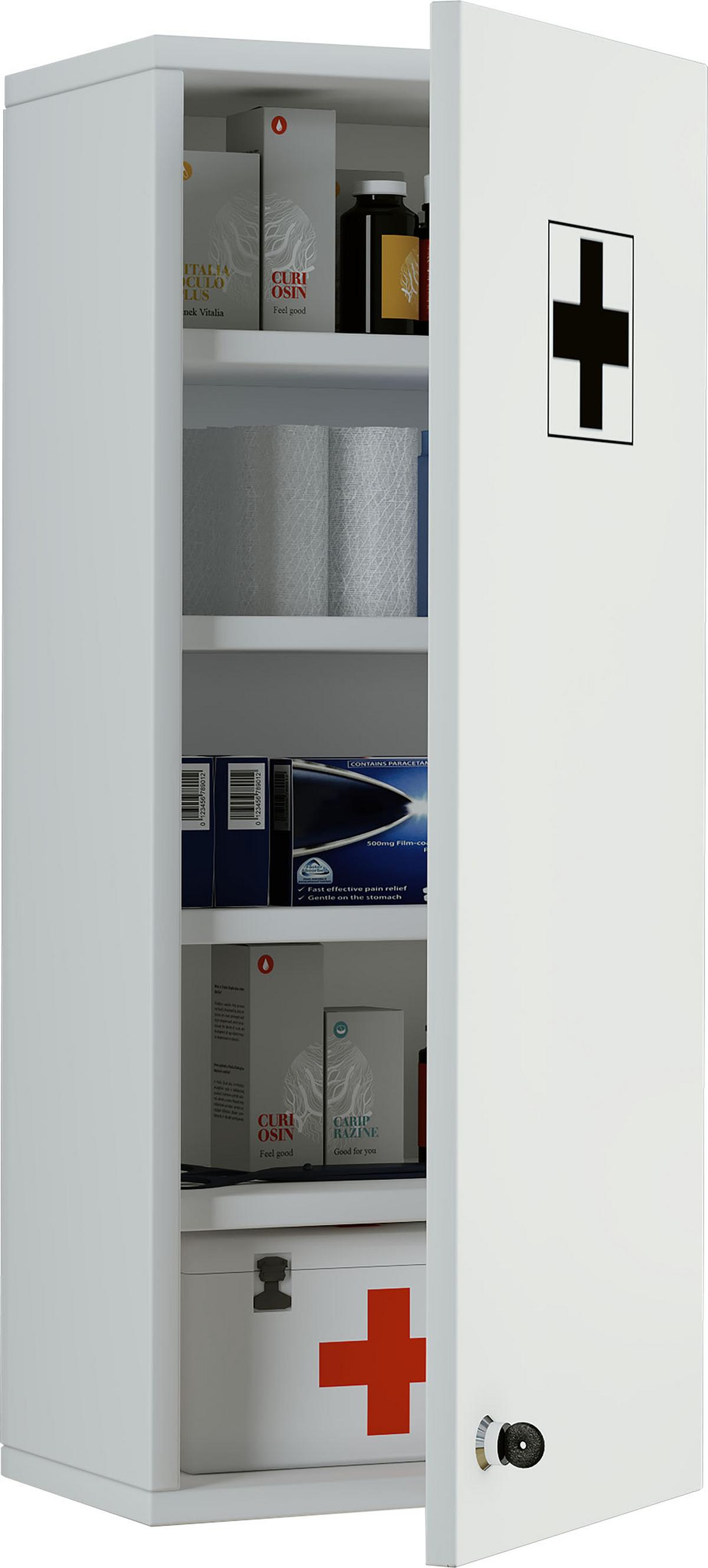 Medizinschrank Medasa Weiß 29x70 Cm Versperrbar - Weiß, Basics, Holzwerkstoff (29/70/20cm) - MID.YOU