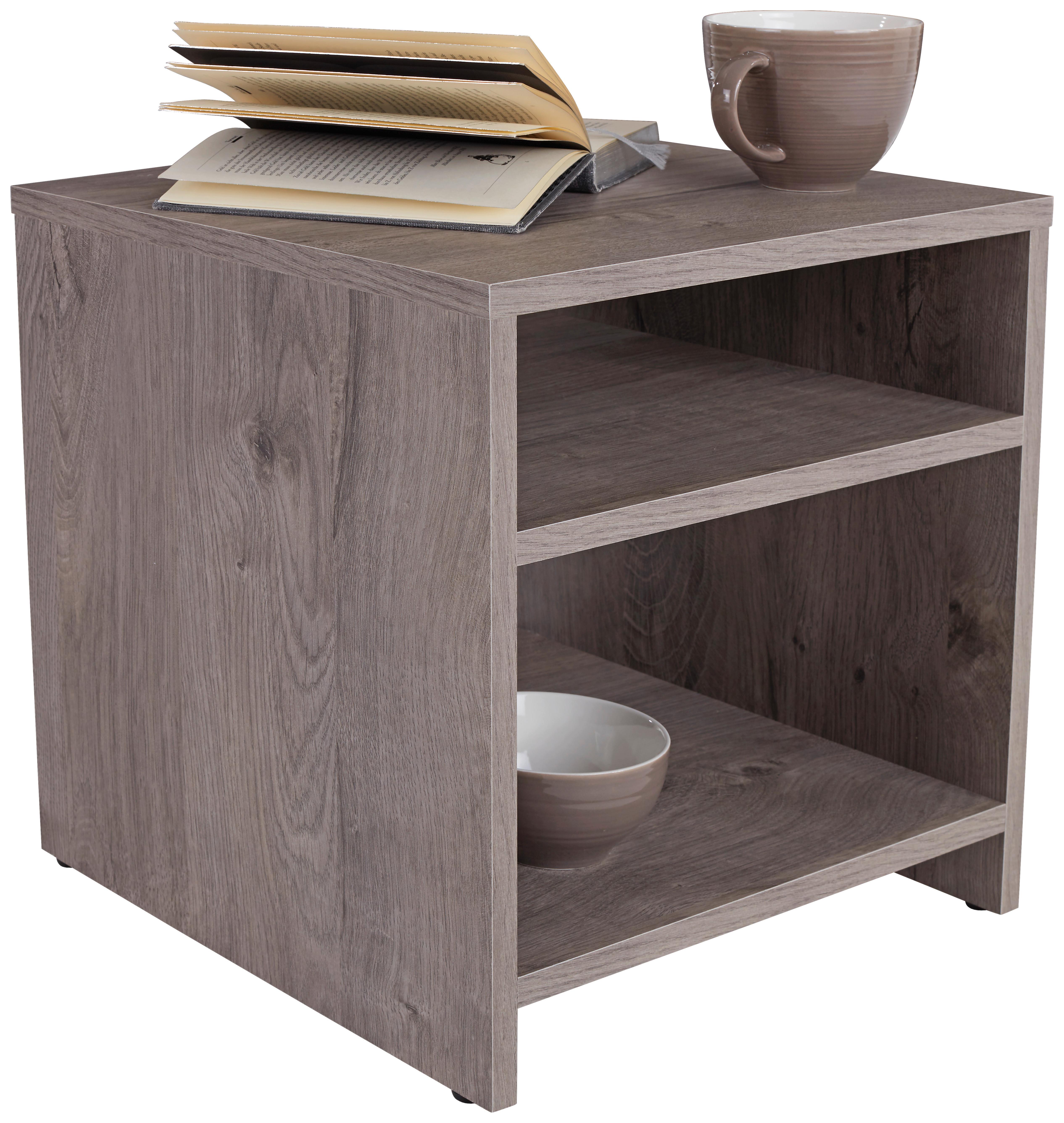 Beistelltisch 2 Ablagefächer Luca Ribbeck Eiche Dekor - Grau, MODERN, Holzwerkstoff (40/40/37cm)