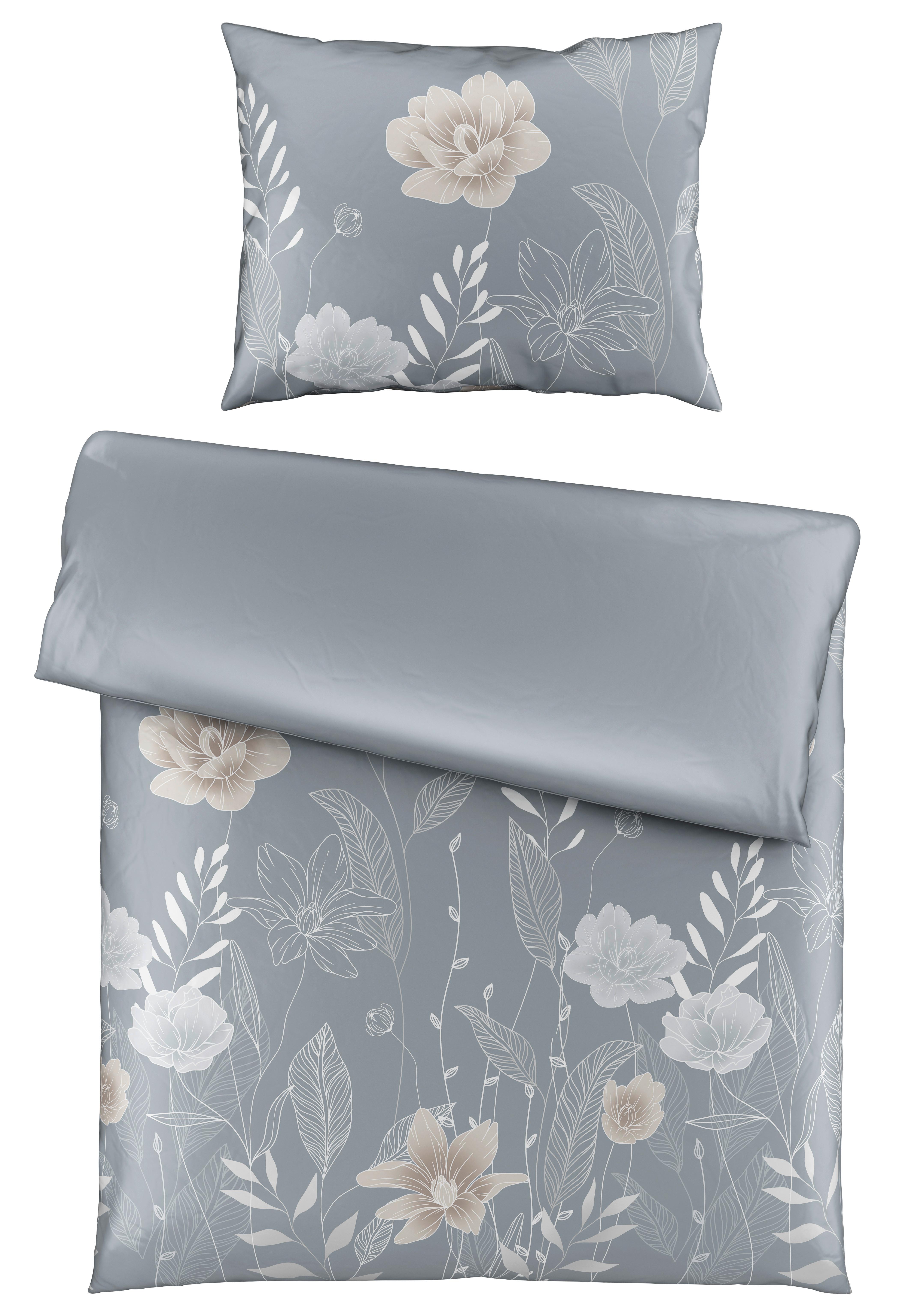 Posteľná bielizeň Nala, 70/90 140/200cm - sivá, Romantik / Landhaus, textil (140/200cm) - Mömax