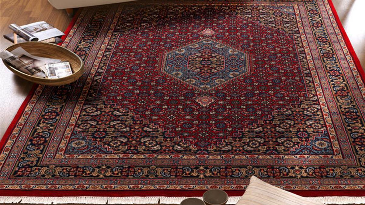 Orientalischer Webteppich Blau/Rot Bidjar 40x60 cm - Blau/Rot, Basics, Textil (40/60cm) - Cazaris
