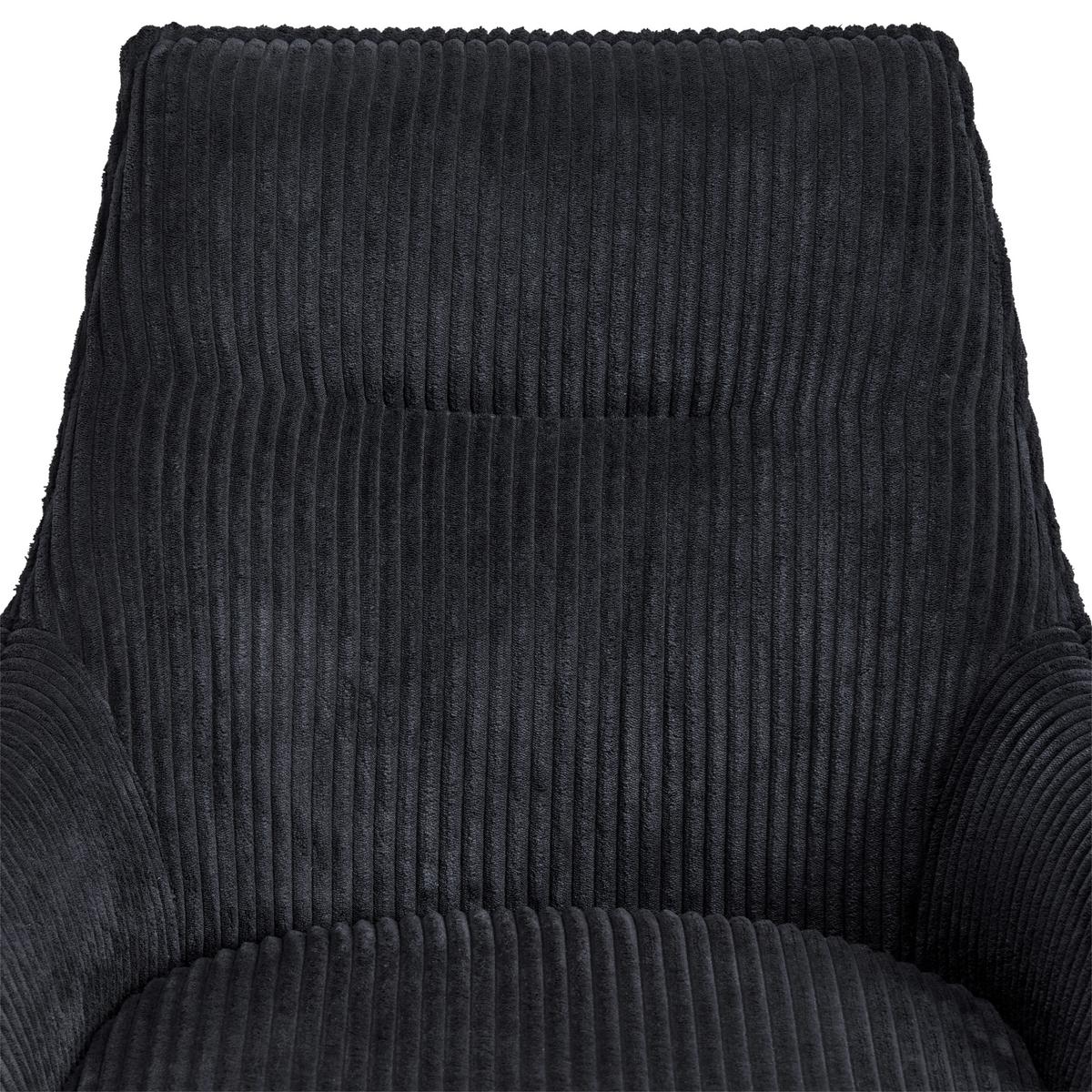 Armlehnstuhl Yuki Schwarz Gepolstert - Schwarz, LIFESTYLE, Textil/Metall (61/87/65cm) - MID.YOU