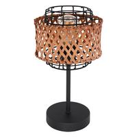 Tischlampe Dunkelbraun mit Schalter - Dunkelbraun/Schwarz, Natur, Naturmaterialien/Metall (17/32cm) - Globo