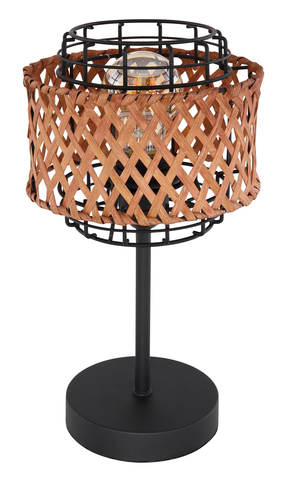 Tischlampe Dunkelbraun mit Schalter - Dunkelbraun/Schwarz, Natur, Naturmaterialien/Metall (17/32cm) - Globo