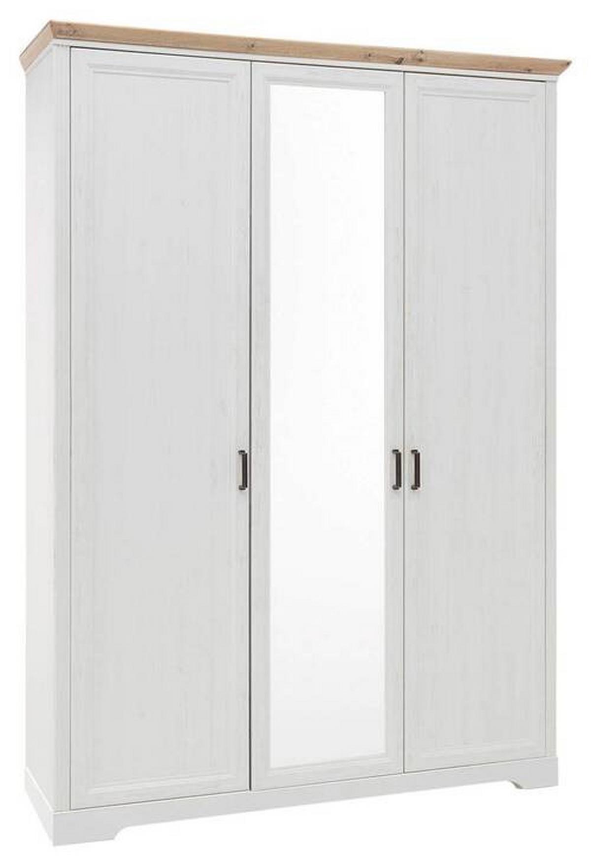 Drehtürenschrank Mit Spiegel 164 Cm Jasmin Ii Weiß/eiche - Weiß/Eiche Artisan, LIFESTYLE, Holzwerkstoff (164/220/64cm)
