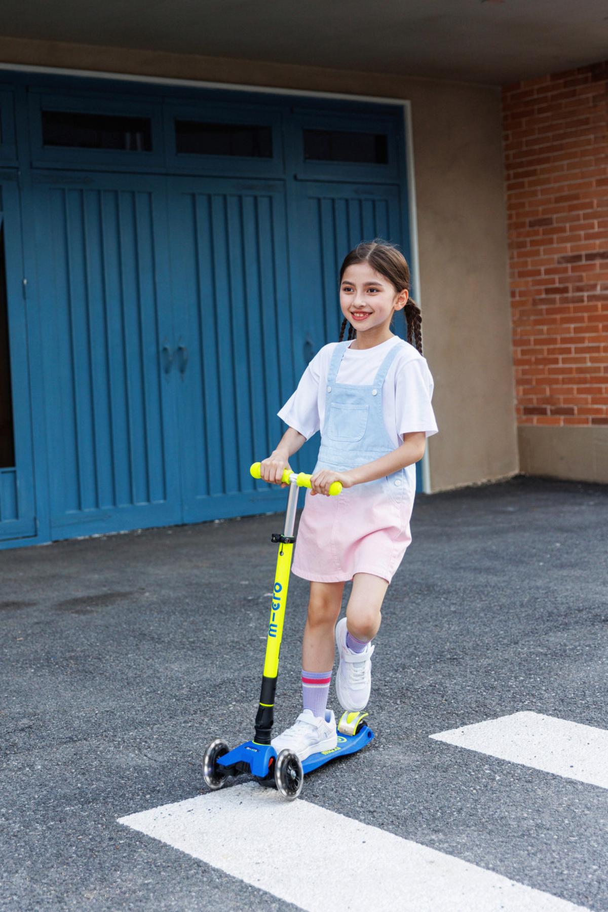 Kinderscooter Blau/gelb Mmd235 Maxi Foldable Yellow - Blau/Gelb, Basics, Kunststoff (57/26,5/67-91cm) - Micro Mobility