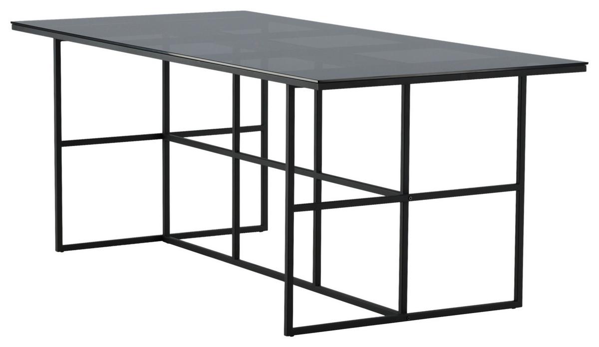 Esstisch Leif - Schwarz, Design, Glas/Metall (200/90/74cm) - Livetastic