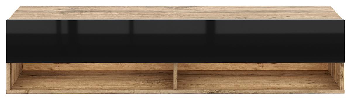 Lowboard Derby 140 - Schwarz Hochglanz/Eiche Wotan, Design, Holzwerkstoff (140/31,5/32,5cm) - Livetastic