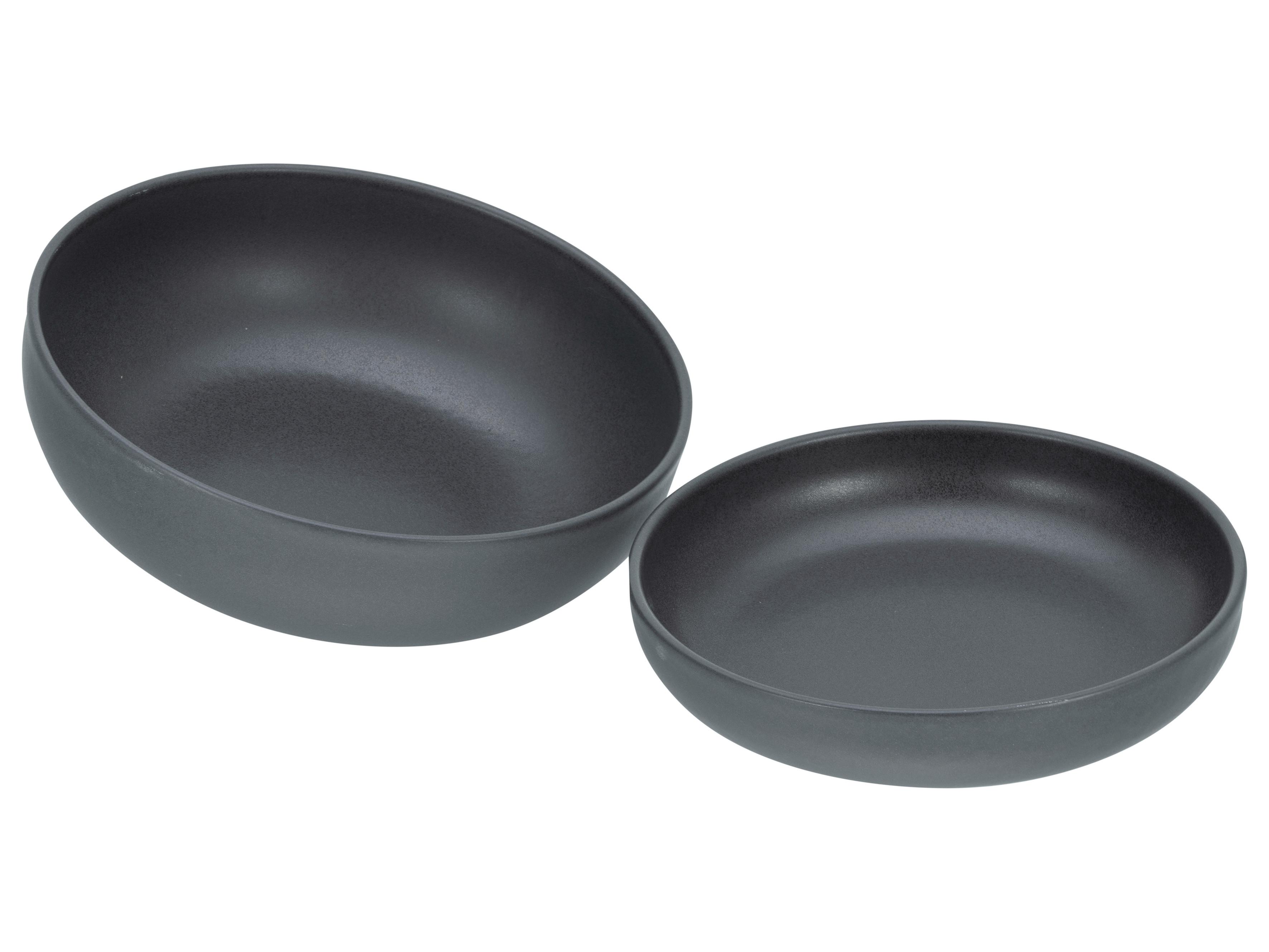 Salatschüssel Keramik Schwarz Uno 2--teilig. D: ca. 26/22 cm