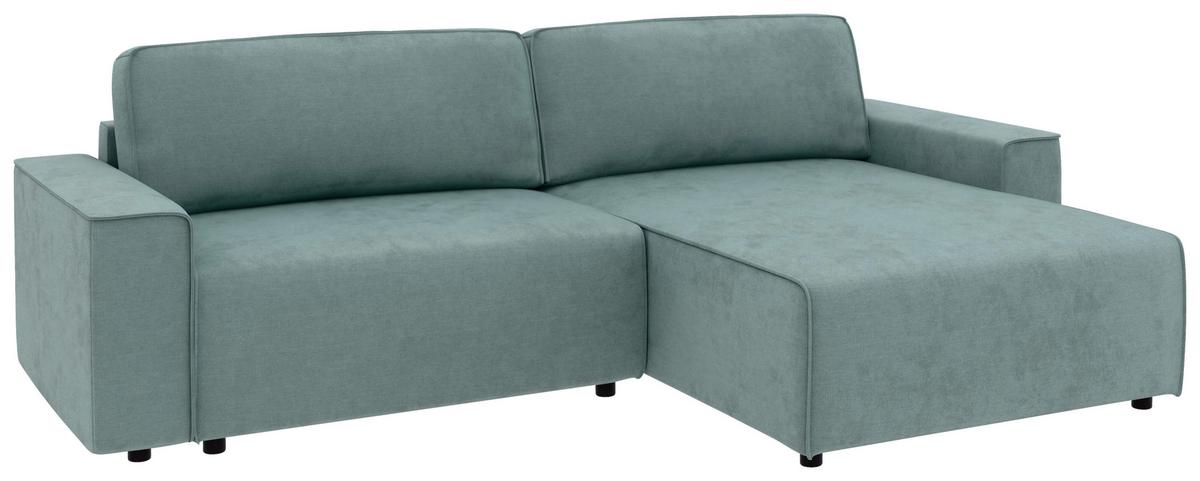 Ecksofa Chance Mintgrau, S: 265x164 cm - Mintgrau/Schwarz, MODERN, Textil (265/164cm) - Trendmanufaktur
