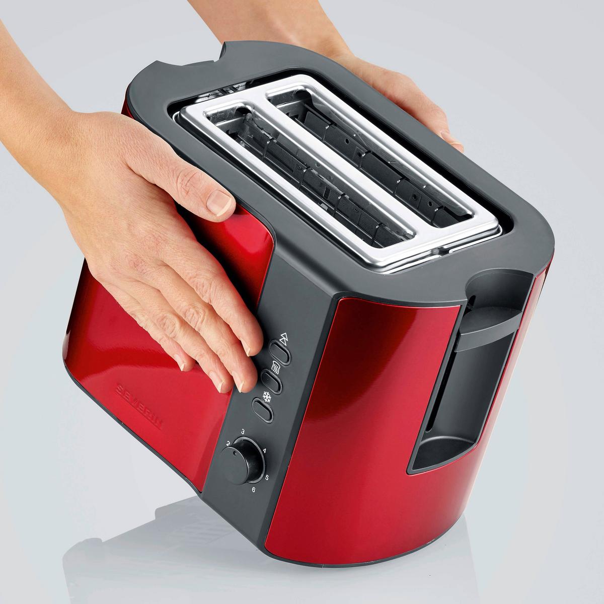 Toaster Mary mit Brötchenaufsatz - Rot/Schwarz, Kunststoff/Metall (26/18,5/19,5cm) - Severin