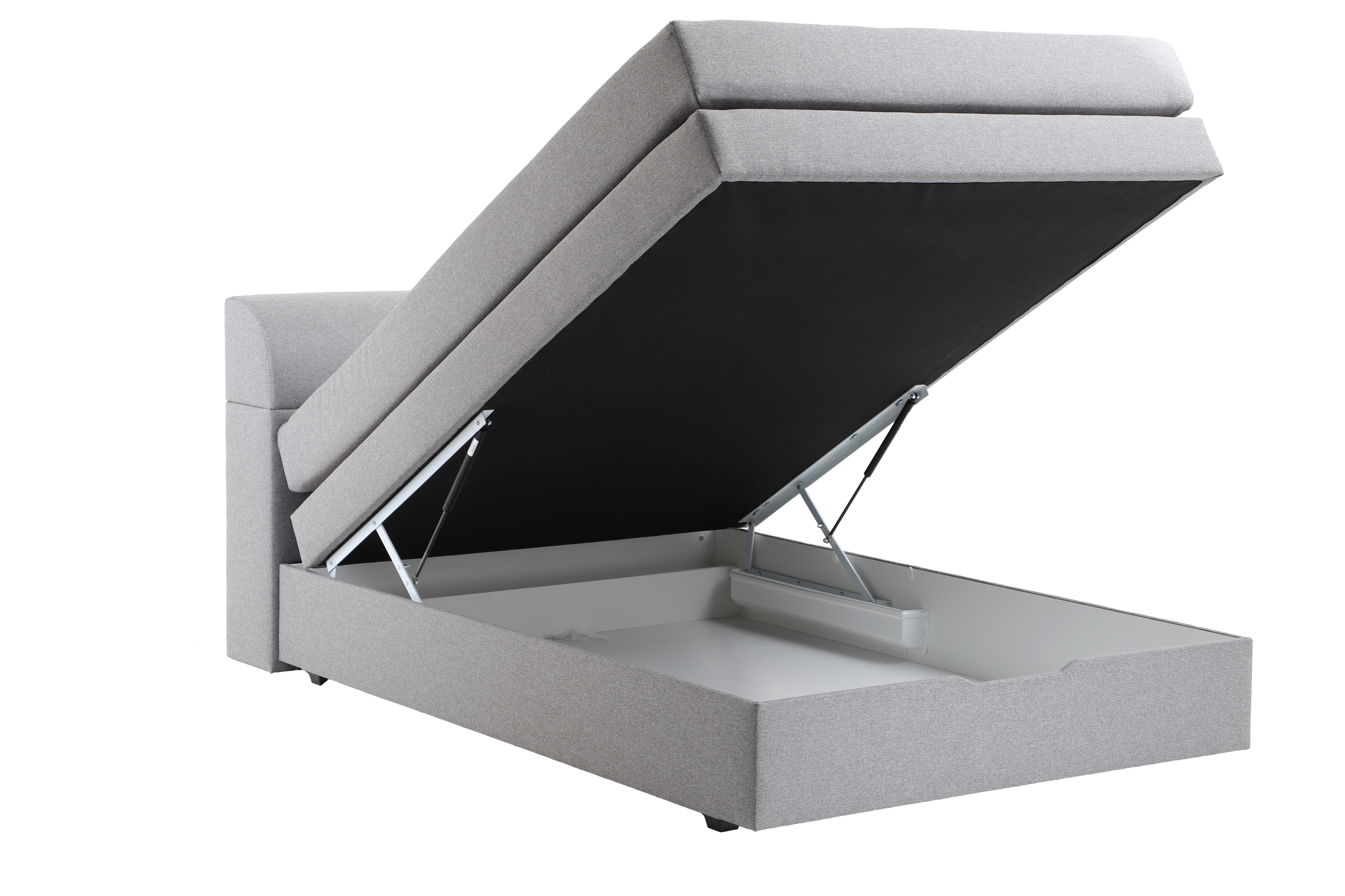 Posteľ Boxspring Flexi Sivá, Cca 140x200 Cm - čierna/sivá, Konvenčný, textil/plast (140/200cm) - Based
