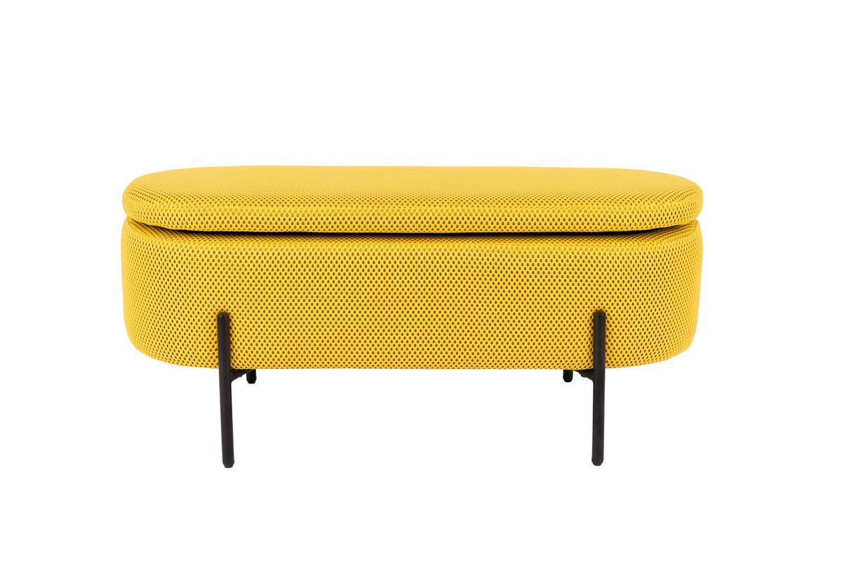 Sitzbank Carla Gelb, mit Stauraum, L: 95 cm - Gelb/Schwarz, Design, Textil/Metall (95/36/43cm)