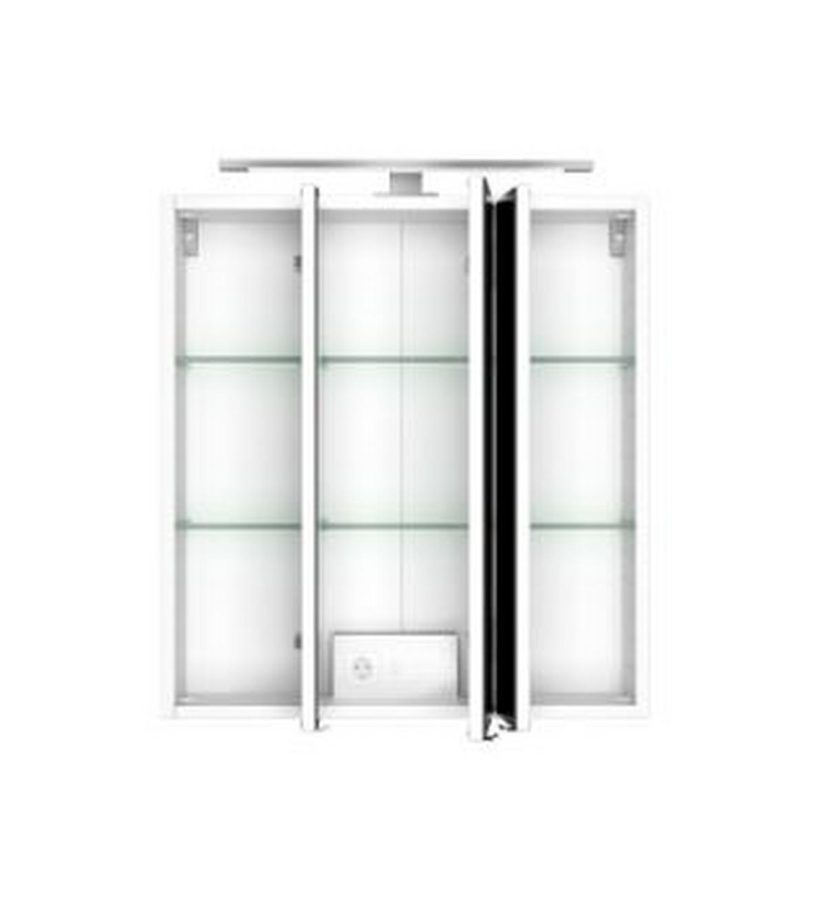 Spiegelschrank Arezzo Mit Led 3-Türig Bxhxt: 60x64x20 Cm - Graphitfarben, Basics, Glas/Holzwerkstoff (60/64/20cm) - Held