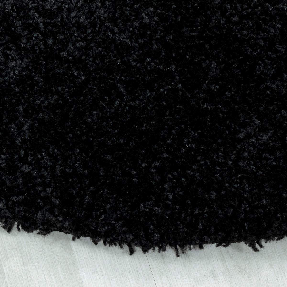 Hochflor Teppich Schwarz Naturfaser Sydney 200x200 cm - Schwarz, Basics, Textil (200cm)