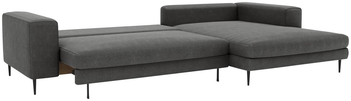 Eckschlafsofa Aurora Ii - Dunkelgrau/Schwarz, MODERN, Textil (295/170cm) - Trendmanufaktur