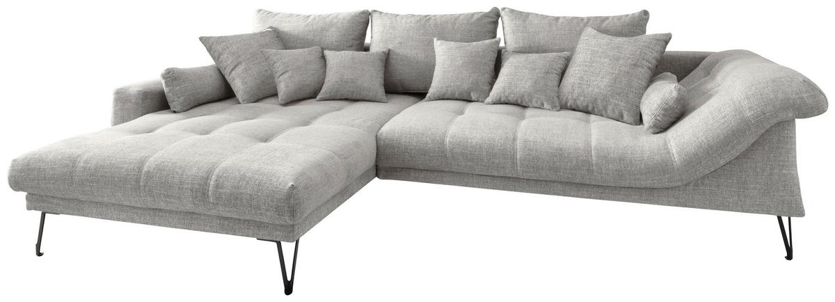 Ecksofa Garda, Hellgrau S: 192x310 Cm - Hellgrau/Schwarz, KONVENTIONELL, Textil (192/310cm) - Livetastic