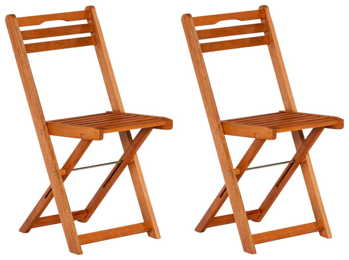 Gartensessel Klappbar 2er-Set Porto Echtholz - Naturfarben, KONVENTIONELL, Holz (40/82/49cm) - Gardenson