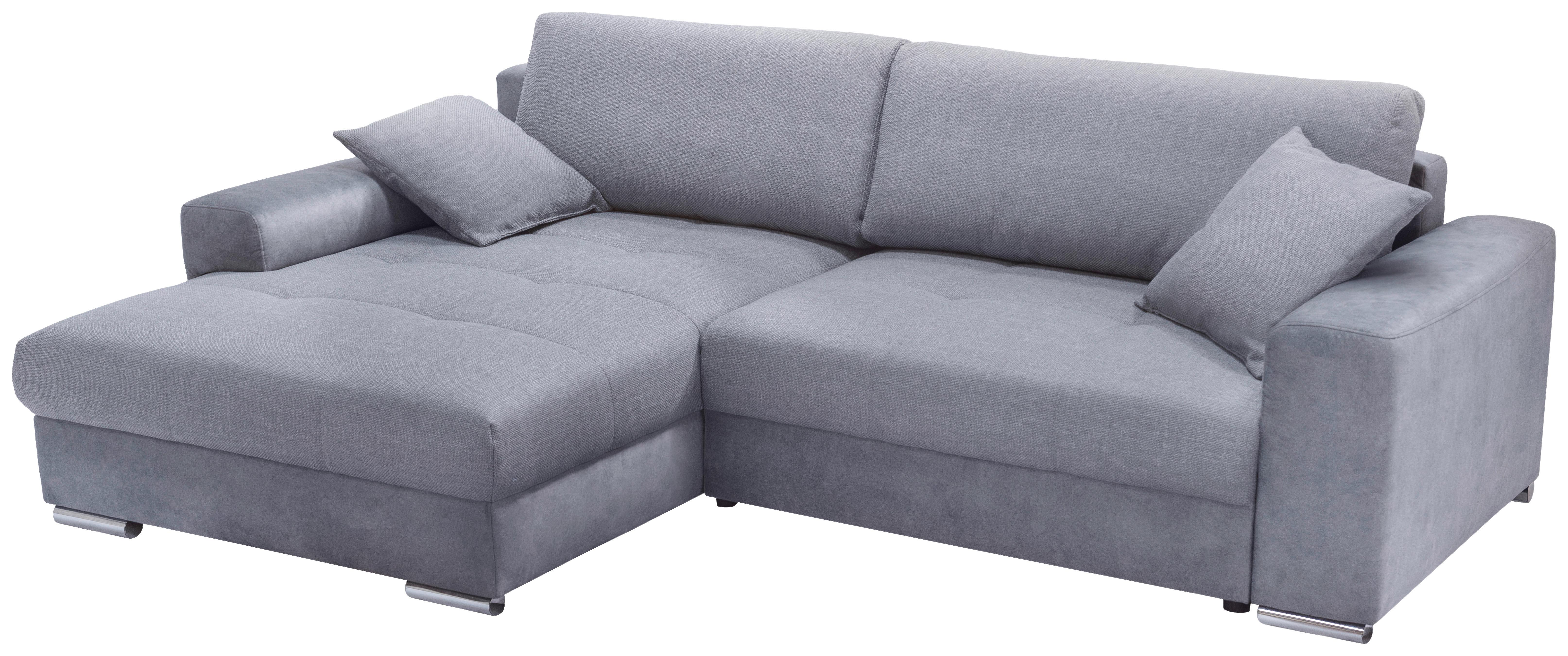 Ecksofa Laranca Blaugrau S: 177x269 Cm - Chromfarben/Blaugrau, Design, Textil (177/269cm) - Livetastic