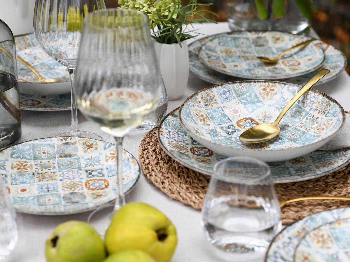 Tafelservice Mosaik 16-teilig, Multicolor - Multicolor, Basics, Keramik - Creatable