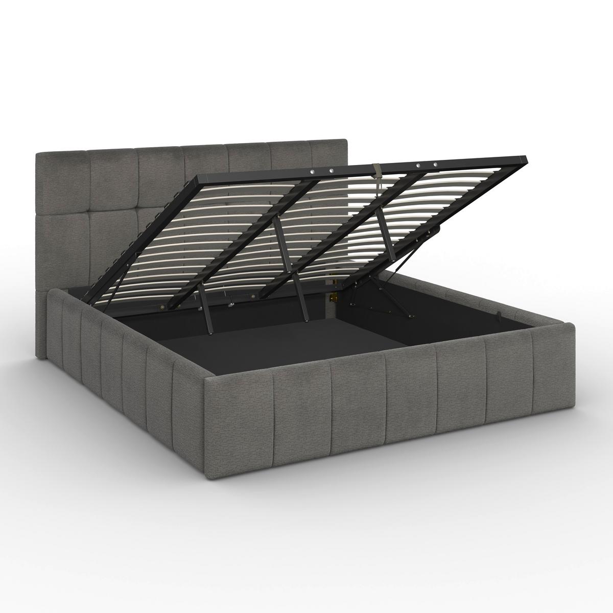 Čalouněná postel KAIA 180x200 cm, šedá - šedá/černá, Moderní, kov/dřevo (180/200cm) - Bessagi Home