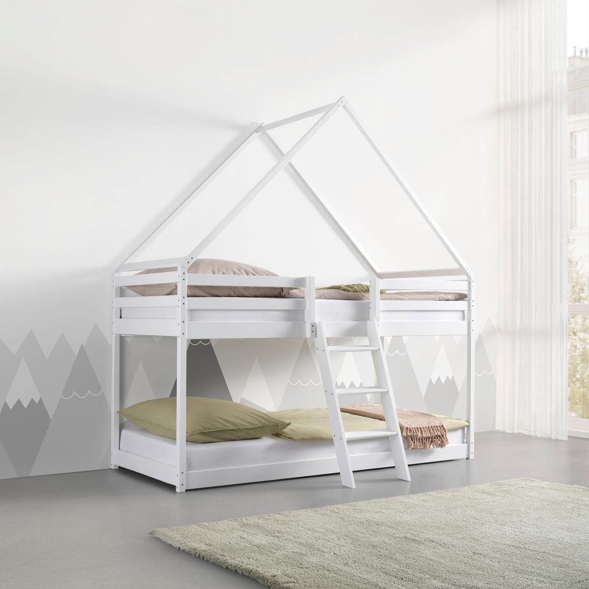 Poschodová posteľ SWEET 90x200 cm, borovica, biela - biela/farba brezy, Lifestyle, drevo (97/224/208cm) - Mömax