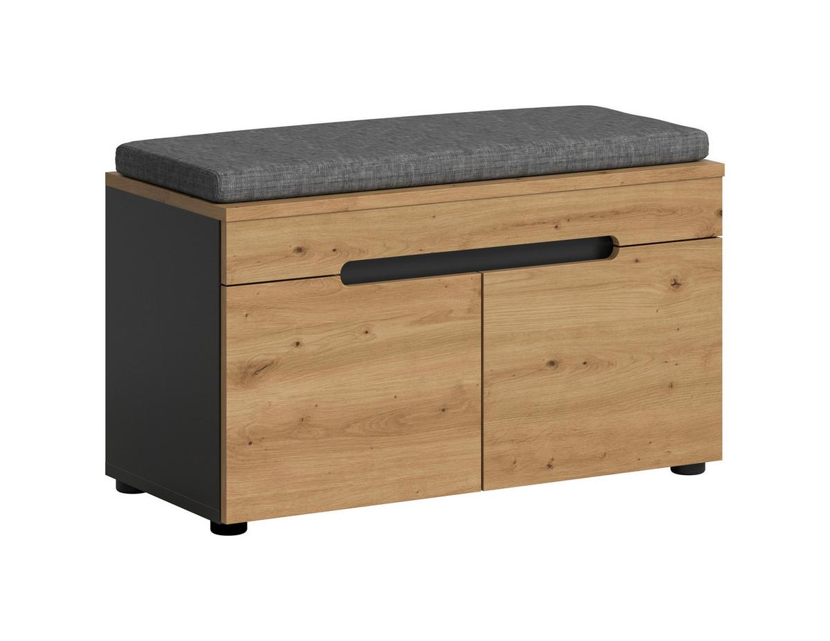 Sitzbank Canu Eiche Artisan/Grau B: 80 cm - Schwarz/Eiche Artisan, Design, Holzwerkstoff/Kunststoff (80/45/37cm) - Livetastic