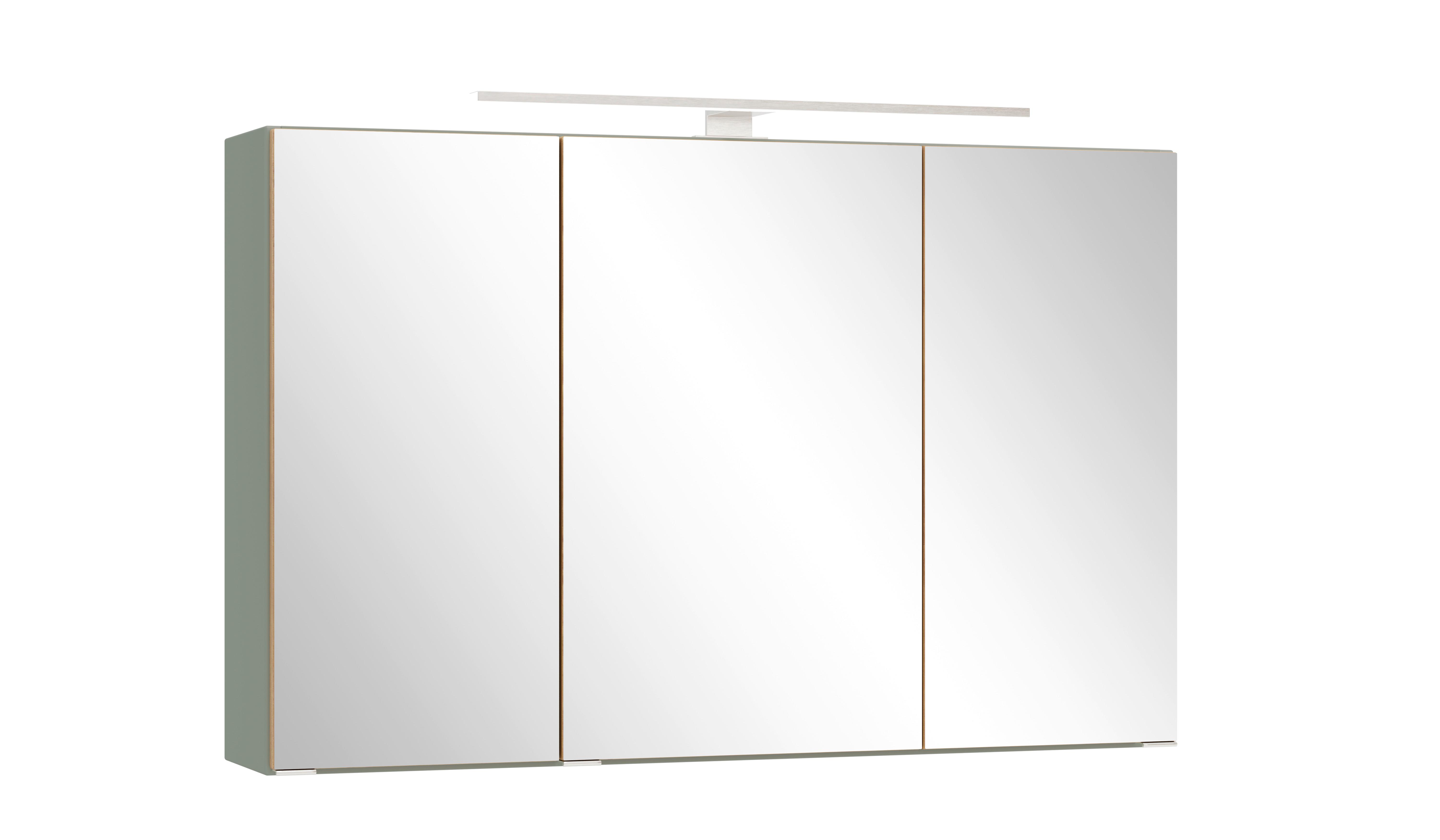 SPIEGELSCHRANK Verona Schilfgrün B: 100cm - Schilfgrün/Wildeiche, Trend, Glas/Holzwerkstoff (100/64/20cm) - Held