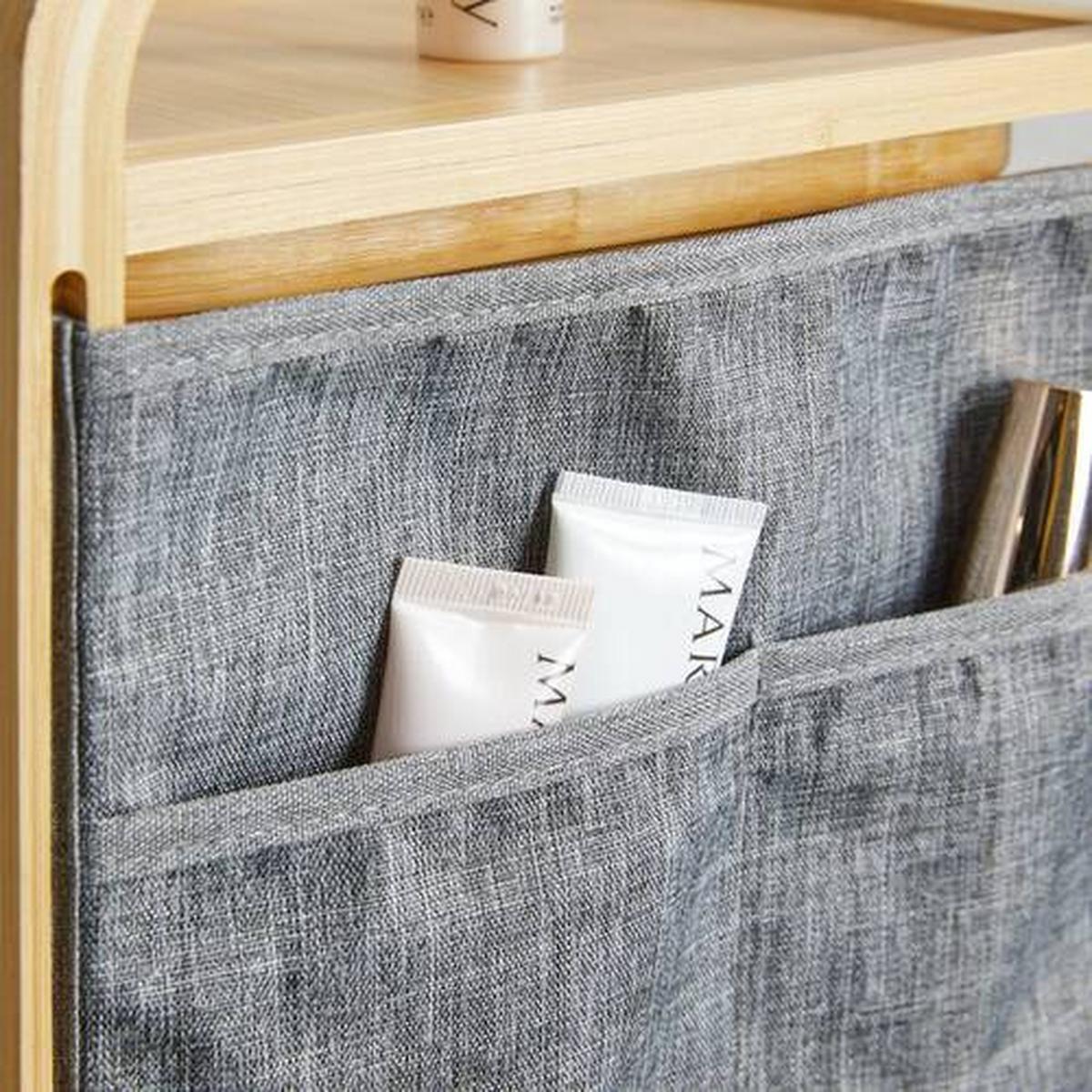 Úložný regál ALEYNA tmavosivý - tmavosivá, Modern, drevo/textil (24/18,8/25,5cm) - Bessagi Home