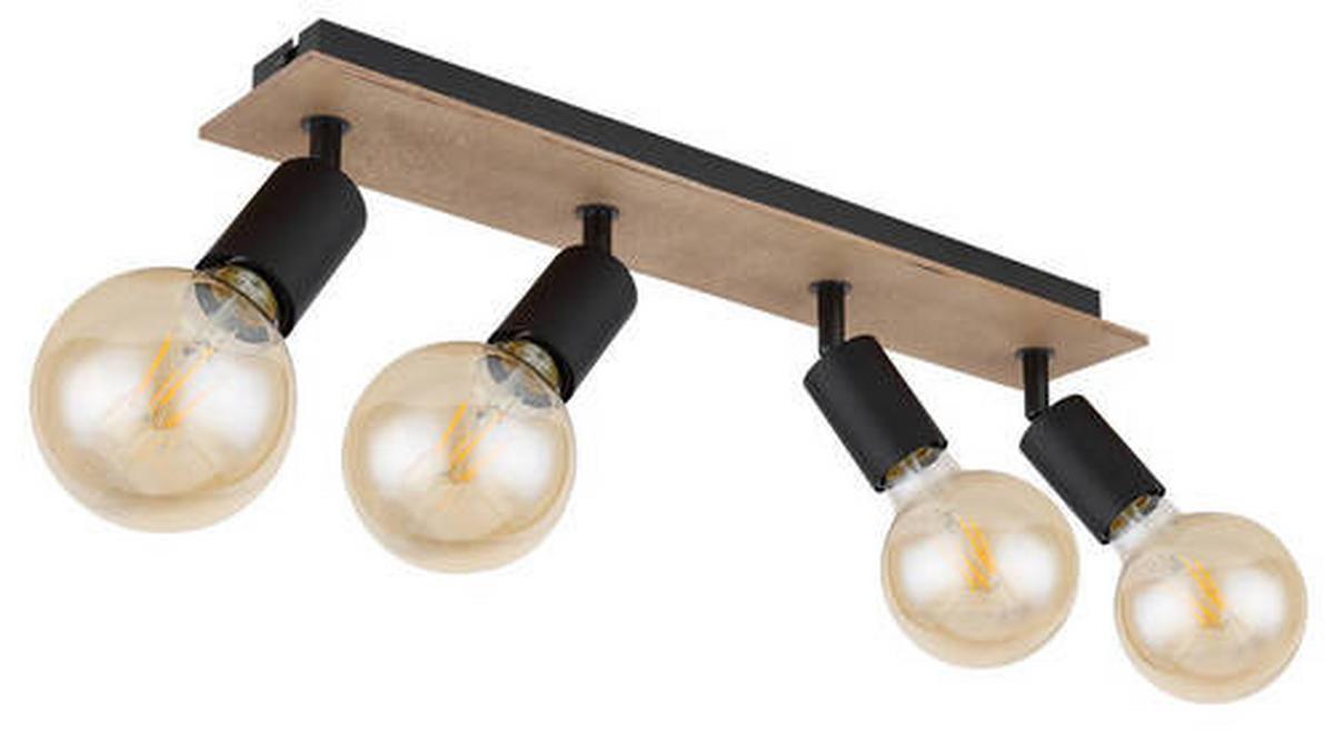 Strahler 54008-4nh - Schwarz/Braun, Natur, Holz/Metall (49/9/11cm) - Globo
