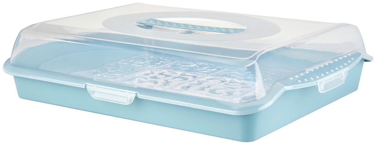 BOX NA PRENÁŠANIE MÚČNIKOV MARCO - priehľadné/svetlomodrá, Modern, plast (35/45/11cm)