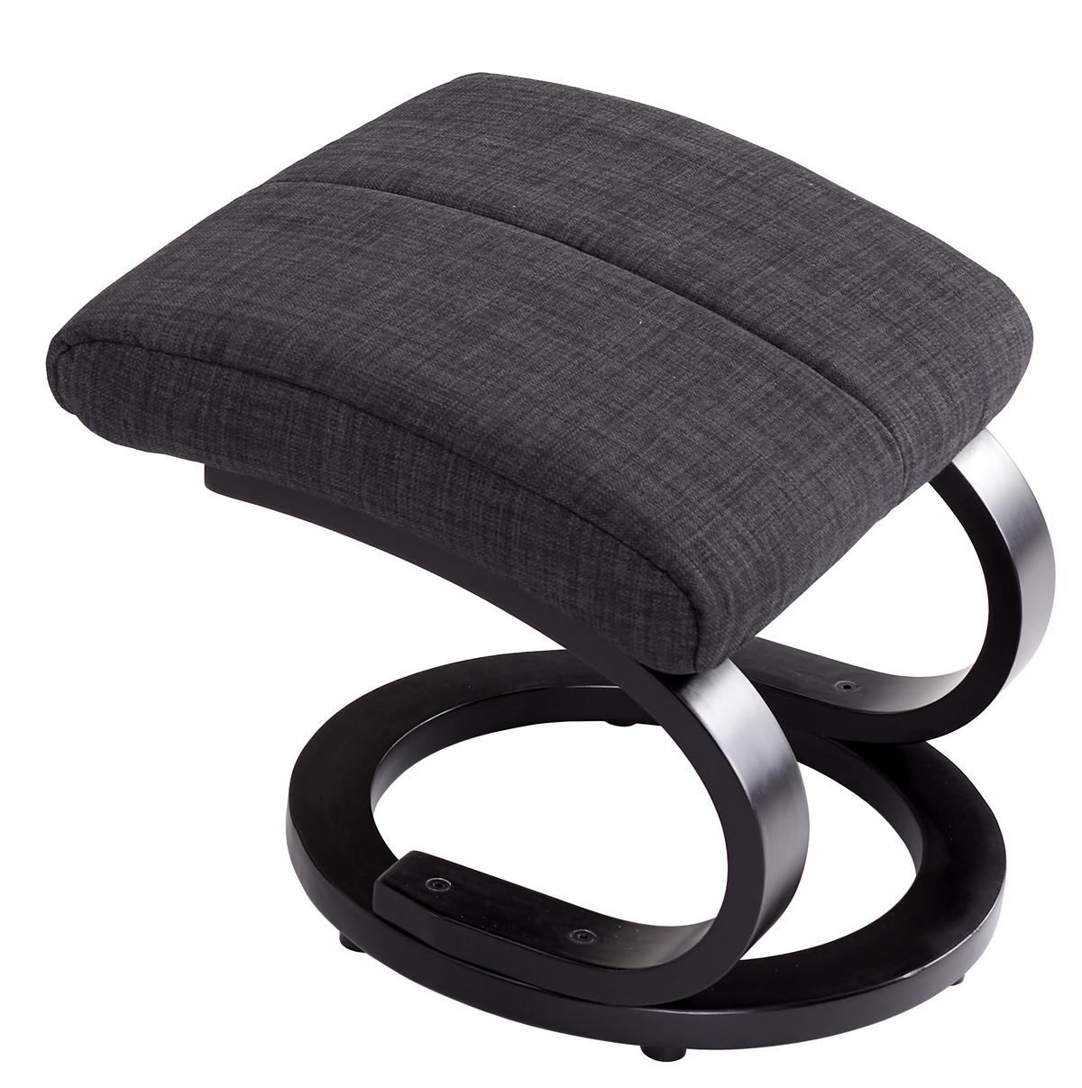 Fernsehsessel mit Fußhocker Niklas Webstoff Dunkelgrau - Dunkelgrau/Schwarz, MODERN, Holz/Textil (66/98-86/80-110cm) - Ondega