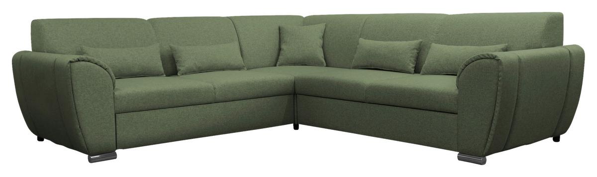 Ecksofa Delux Grün Mit Schlaffunktion Ottomane Rechts - Silberfarben/Grün, Design, Textil (266/266cm) - Livetastic