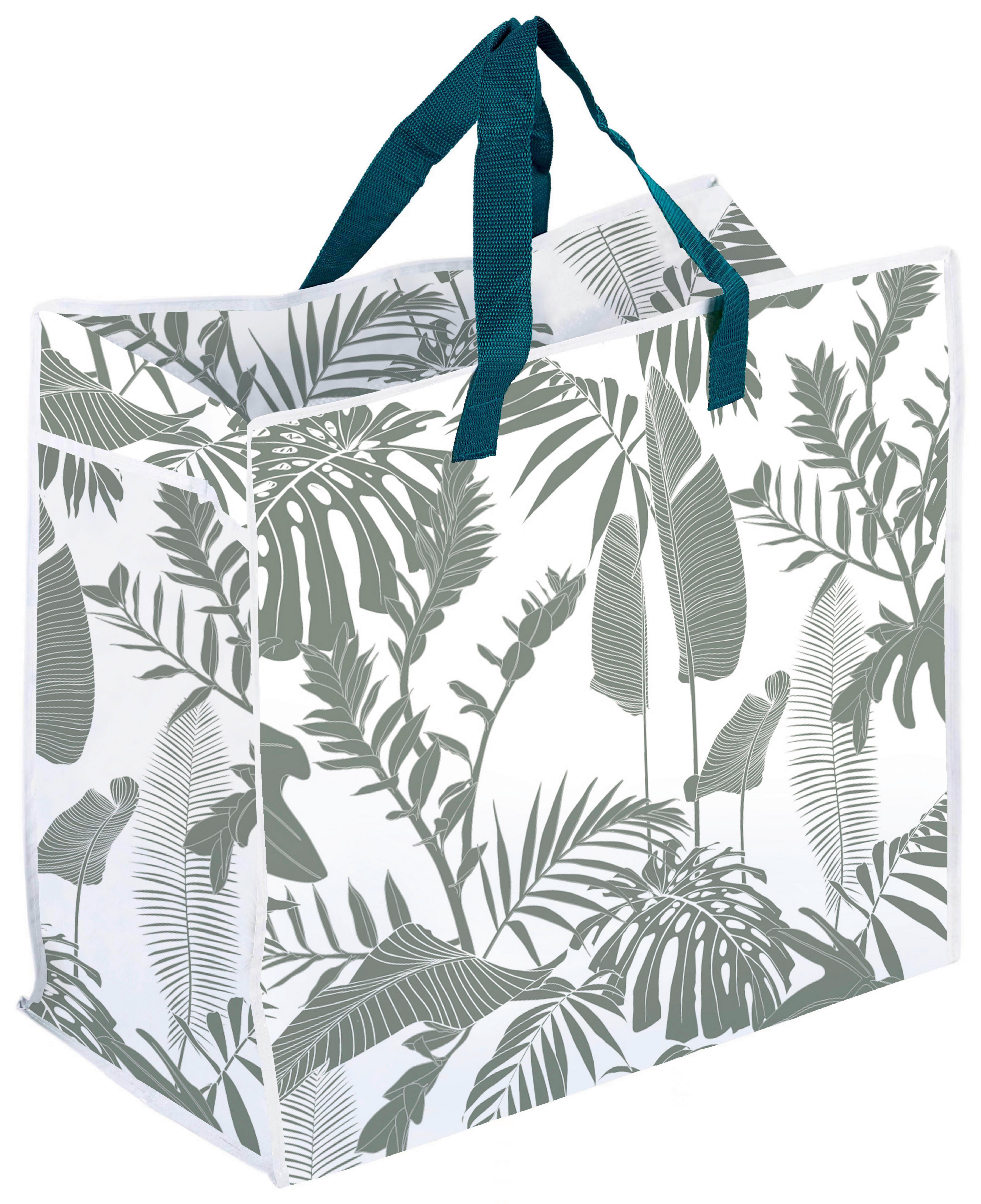 EINKAUFSTASCHE PALME - Weiß/Grün, Basics, Textil (58/29,5/48cm) - Luca Bessoni