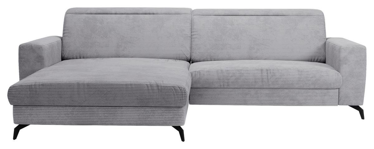 Ecksofa Bolero hellgrau mit Kopfteilverstellung 178x290 - Hellgrau/Schwarz, KONVENTIONELL, Textil (178/290cm) - Sit & More