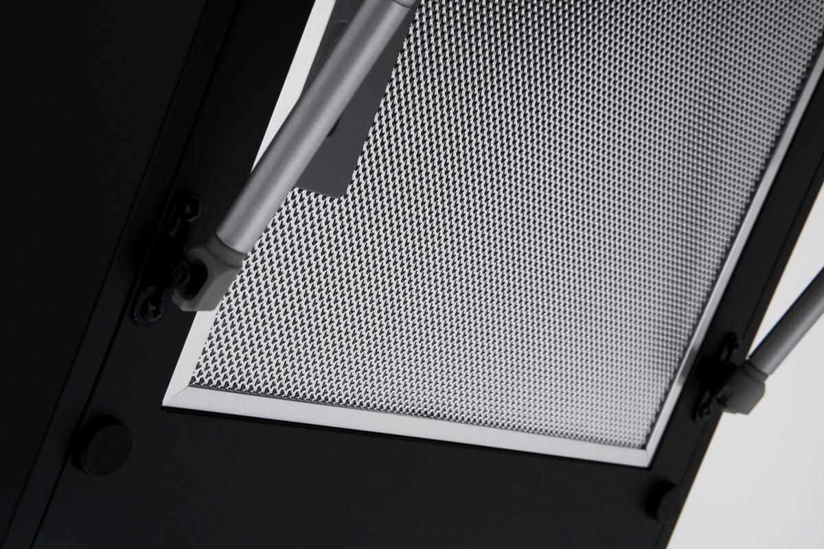 Kopffreihaube Konkave Glas/Stahl Schwarz B: 60 cm - Schwarz, Trend, Glas/Metall (60/80,5-118,5/40,2cm) - Respekta