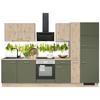 Küchenzeile Ip1200 mit Geräten B: 310 cm Eiche Dekor - Eichefarben/Grün, Basics, Holzwerkstoff (310cm) - Impuls