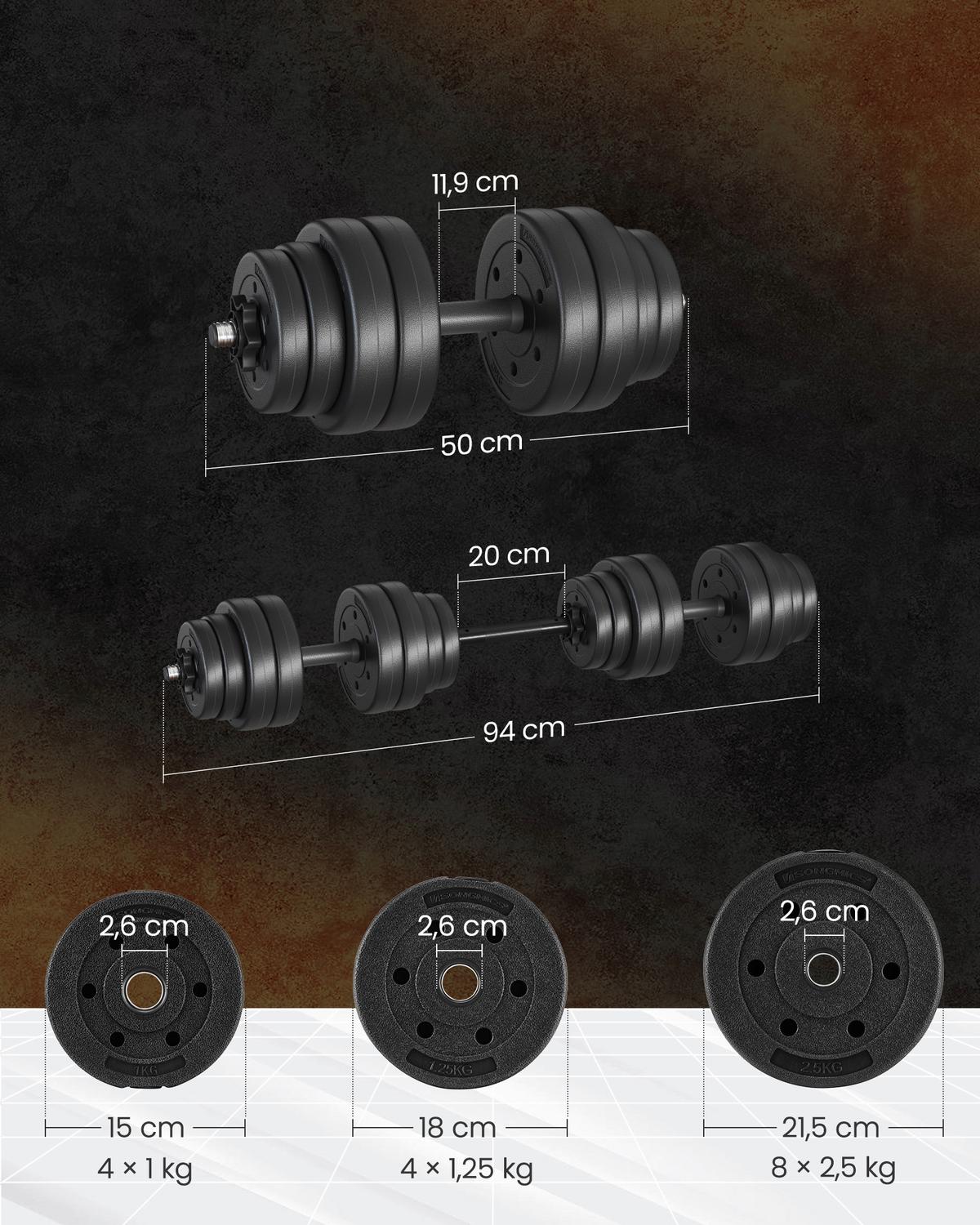 Fitness-Set Dumbbell Schwarz B: 50 cm - Schwarz, Basics, Kunststoff/Metall (50/21,5/21,5cm)