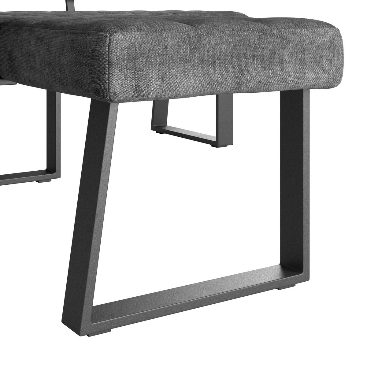 Eckbank Dunkelgrau Polyester Laslo 185x134 Cm - Dunkelgrau/Schwarz, MODERN, Textil/Metall (185/134cm) - MID.YOU