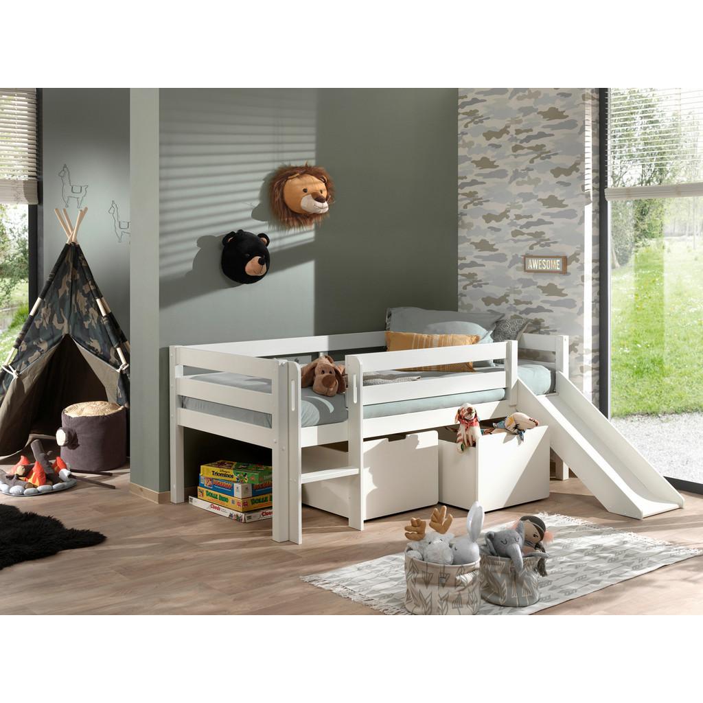 Spielbett Pino Weiß lackiert inkl. Bettladen 90x200 cm