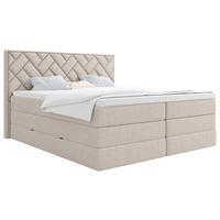 Boxspringbett mit Topper Bettkasten180x200 cm Loreno - Beige/Schwarz, MODERN, Holzwerkstoff/Textil (180/200cm) - Livetastic