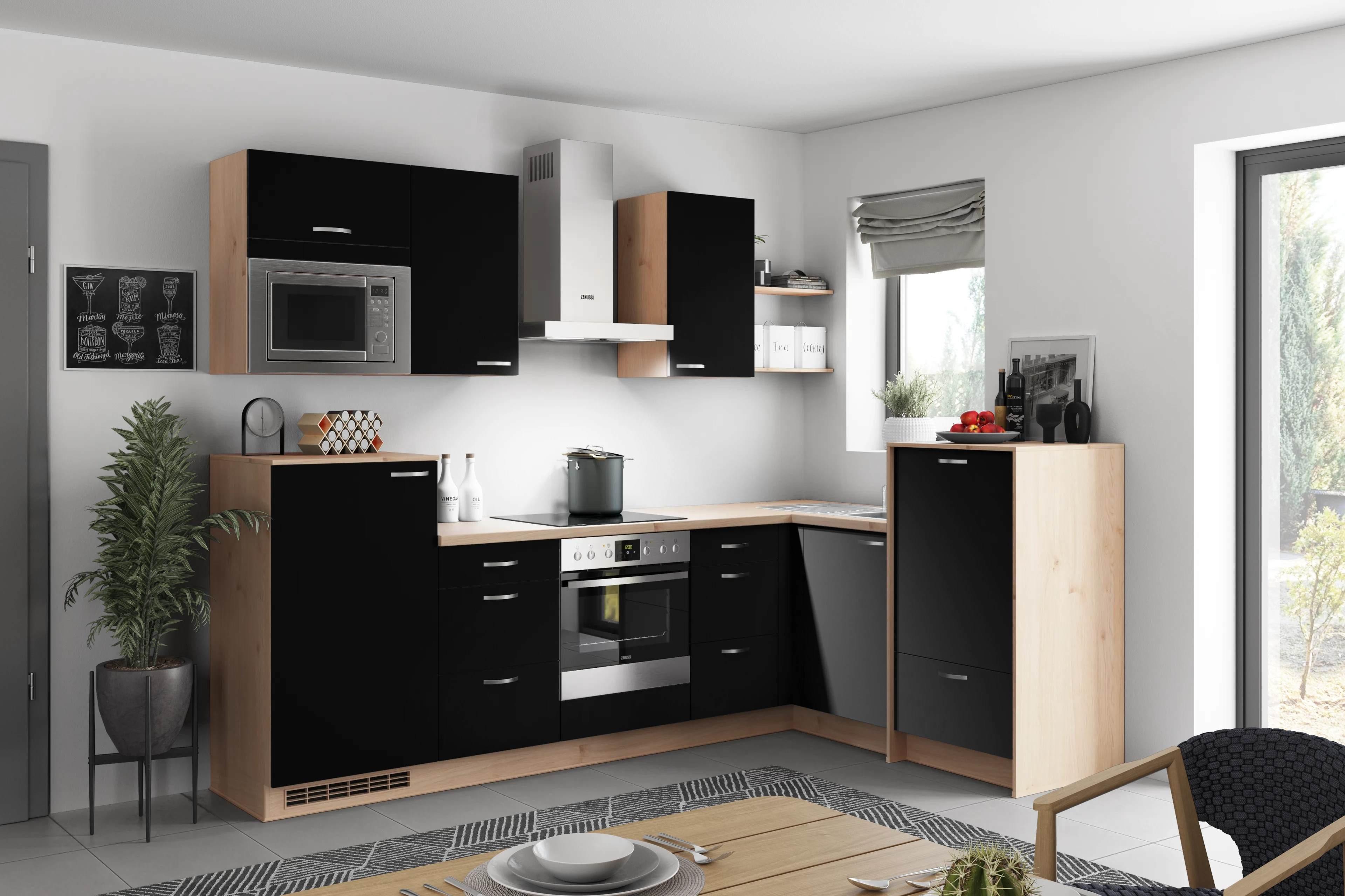 Eckküche Clean - Wildeiche/Schwarz, MODERN, Holzwerkstoff (280/178cm) - Express