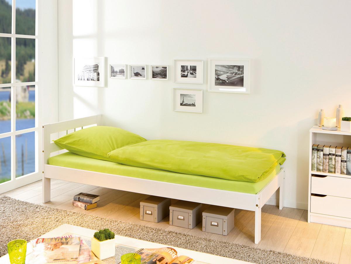 Bett Echtholz Massiv 90x200 Billy, Weiß - Weiß, KONVENTIONELL, Holz (90/200cm) - MID.YOU
