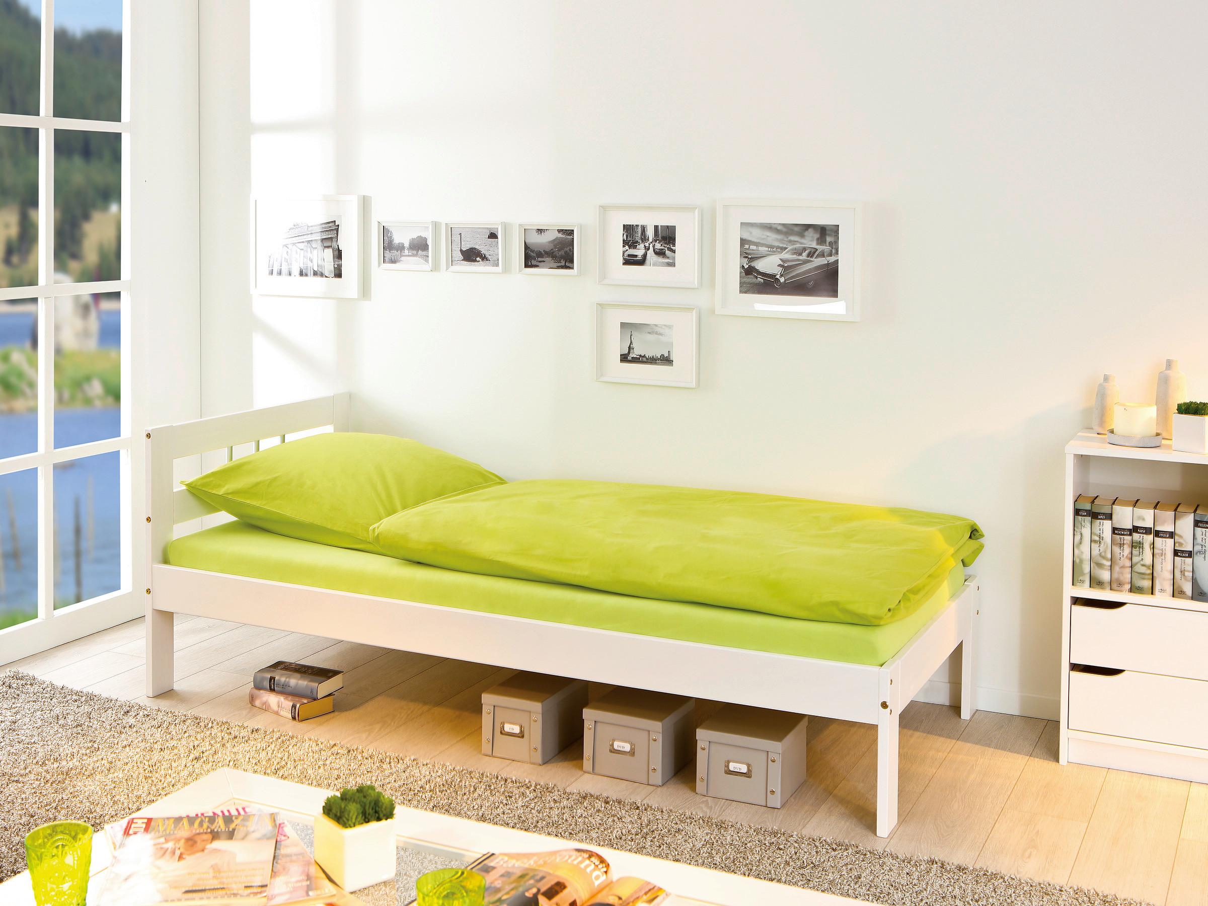 Bett Echtholz Massiv 90x200 Billy, Weiß
