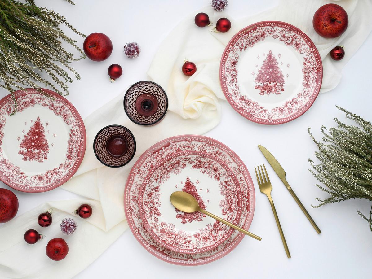 Tafelservice Tannenbaum 12--Teilig., Rot - Rot, Basics, Keramik - Creatable