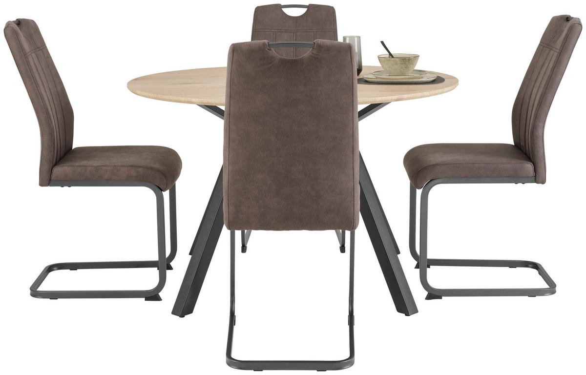 Esstisch Arno 120 Artisan Eiche Dekor, B:120cm - Schwarz/Eiche Artisan, MODERN, Holzwerkstoff/Metall (120/76/120cm)