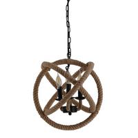 Hängeleuchte H: 150 cm 3-Flammig, Mit Seil - Beige/Braun, LIFESTYLE, Naturmaterialien/Metall (43/150cm) - Näve