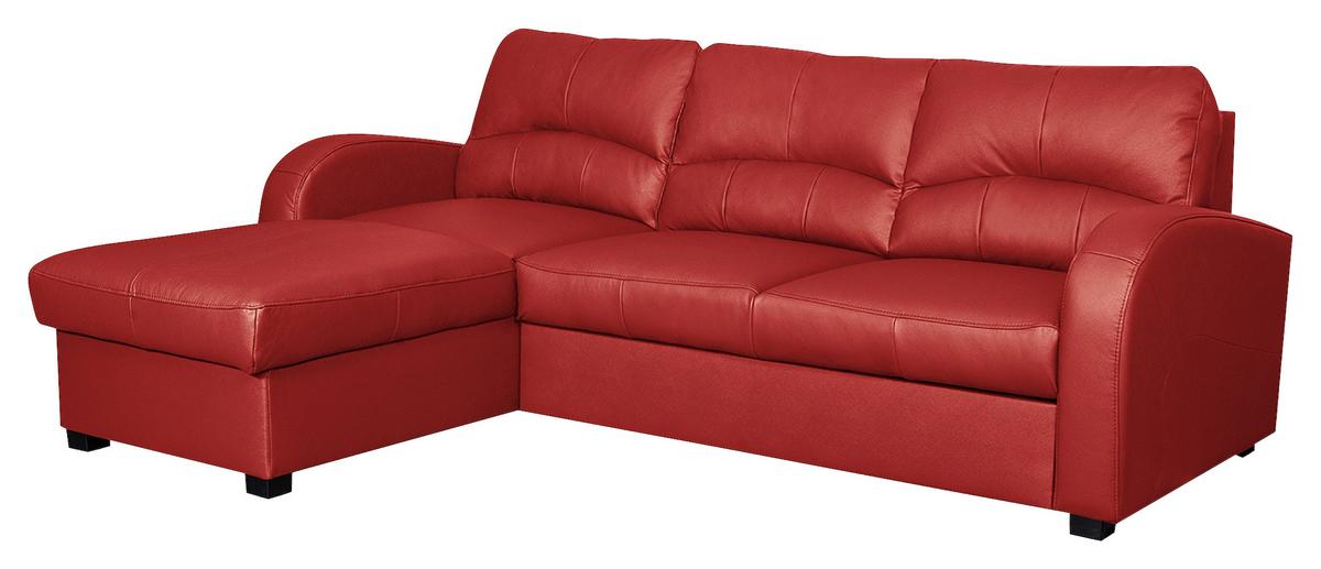 Ecksofa Tilo Rot S: 168 cm - Rot/Schwarz, Design, Leder/Textil (168/227cm) - Livetastic